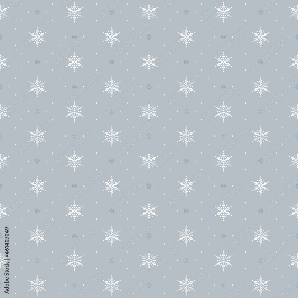 雪の結晶模様 シームレスパターン(グレー) 雪の結晶模様 シームレスパターン(グレー)