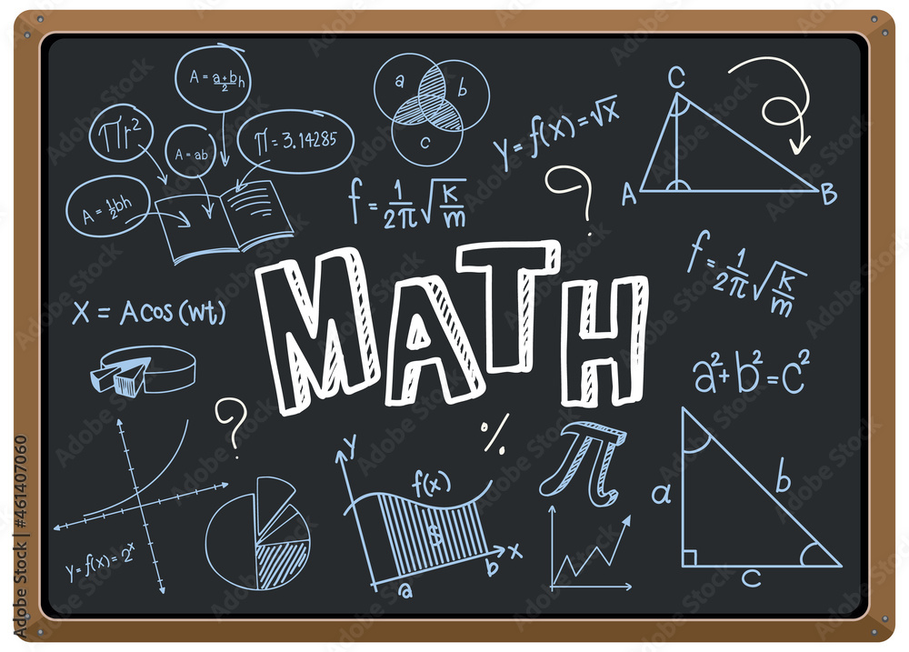 Math formula on blackboard isolated