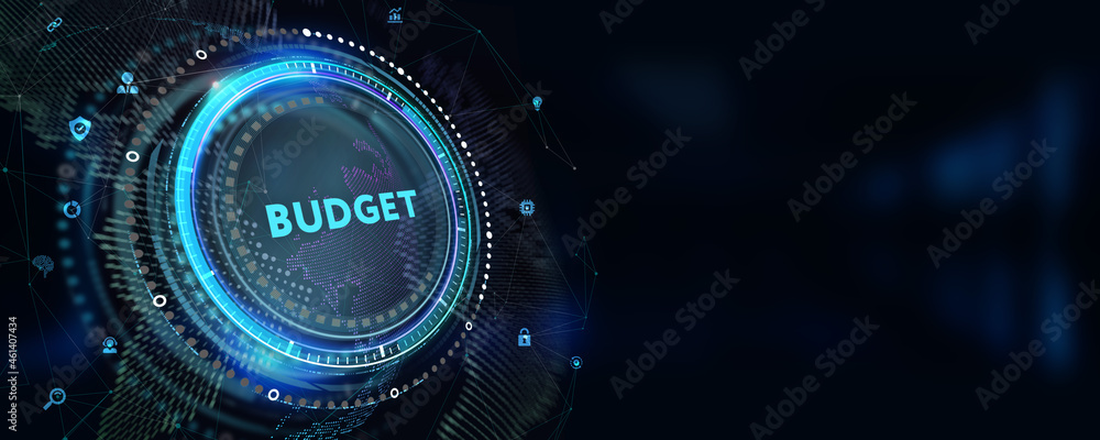 Budget planning business finance concept on virtual screen interface. Business, technology, internet and networking concept. 3d illustration Budget planning business finance concept on virtual screen interface. Business, technology, internet and networking concept. 3d illustration