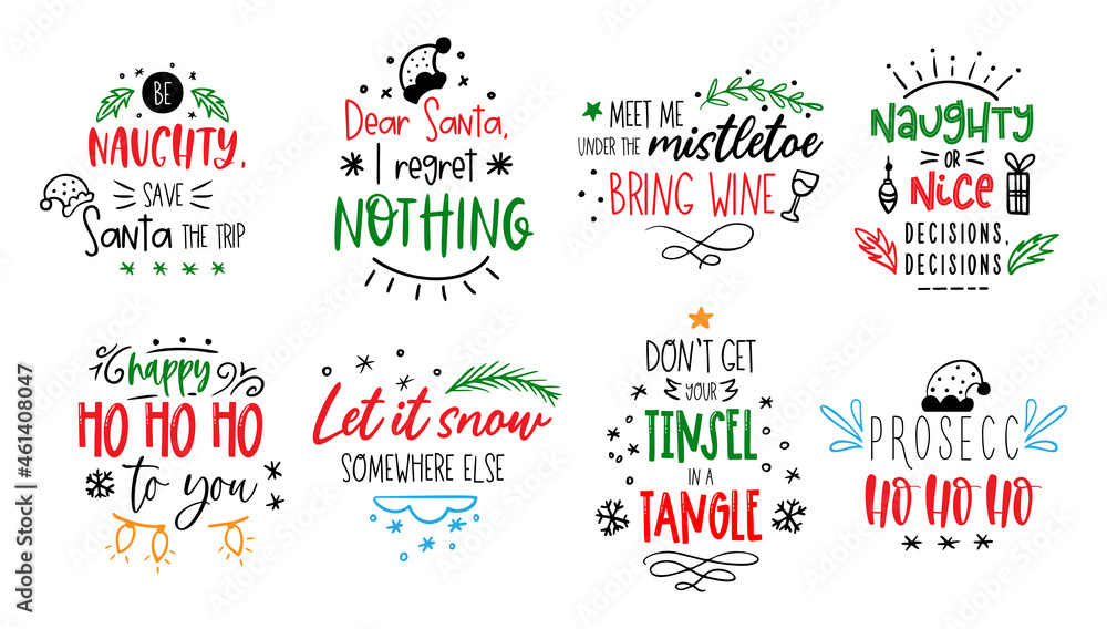 Christmas funny quotes Vector card text about Santa Christmas funny quotes Vector card text about Santa