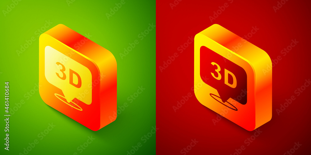 Isometric 3D word icon isolated on green and red background. Square button. Vector Isometric 3D word icon isolated on green and red background. Square button. Vector