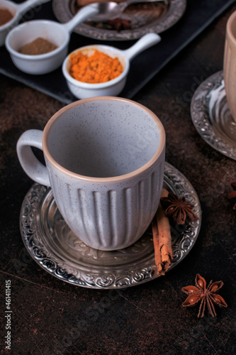 Ready to use cups for hot drink on Dark background. © Talya Al