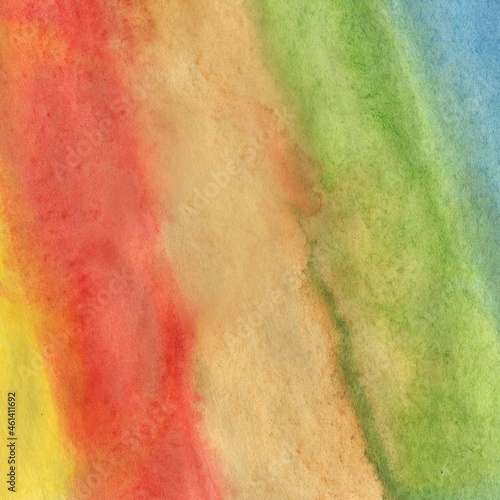 Hand Drawn Background with Watercolor Rainbow Colored Stripes. © Irinka Dimkovna