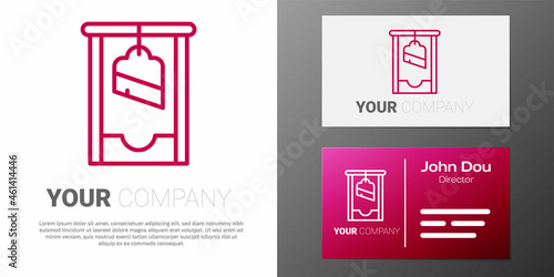 Logotype line Guillotine medieval execution icon isolated on white background. Logo design template element. Vector