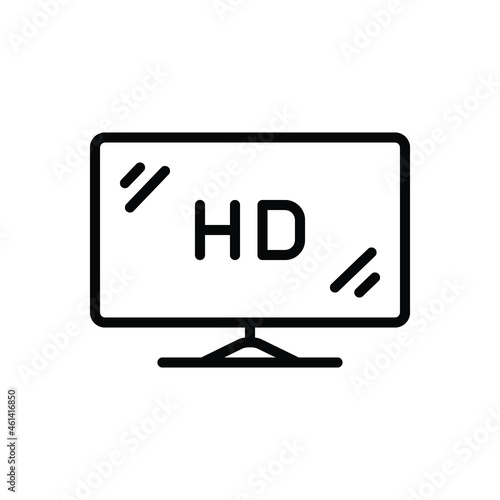 Black line icon for hd monitor