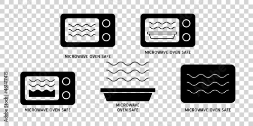 Wave Cooking logo. Microwave oven safe vector outline icon.