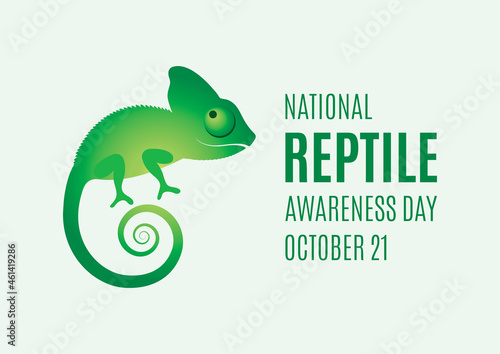 National Reptile Awareness Day vector. Cute green chameleon icon vector. Reptile Day Poster, October 21. Important day