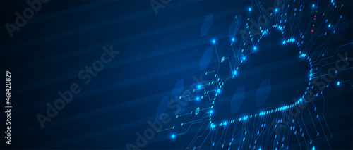 Cloud technology. Integrated digital web concept background