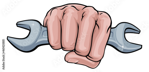 Spanner Wrench Fist Hand Comic Pop Art Cartoon