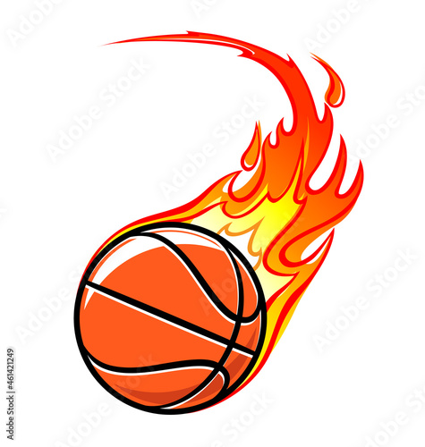 fast flaming basketball in motion