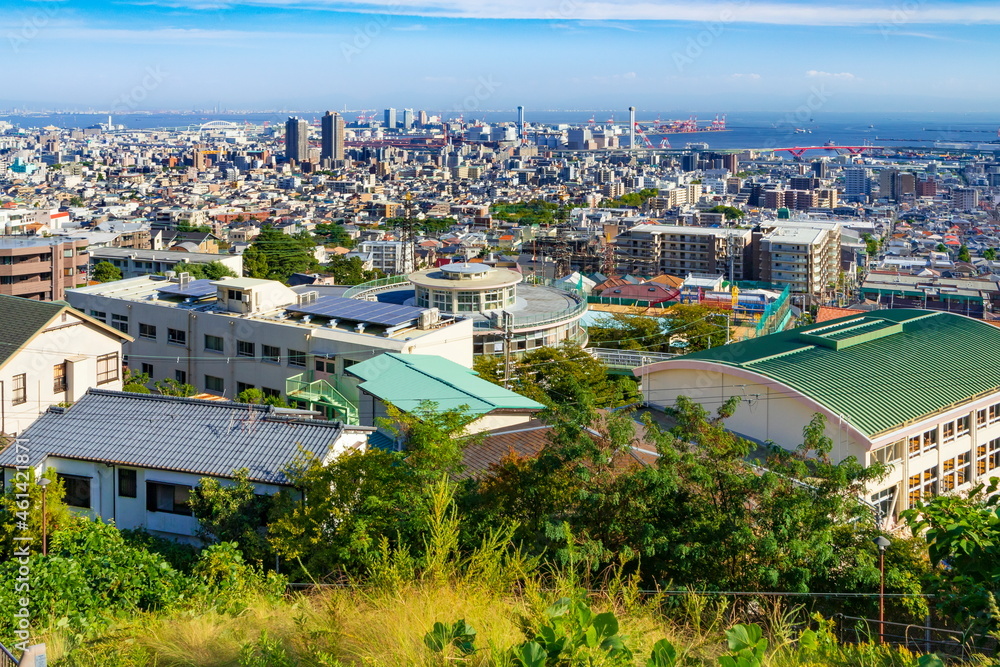 神戸市灘区の風景 灘丸山公園にて 遠方に六甲アイランドが見えます Fotografiya Stock Adobe Stock