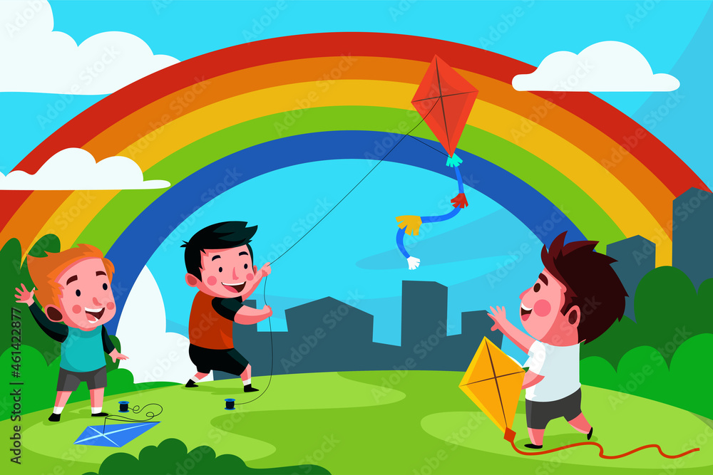 Kids Playing Kite