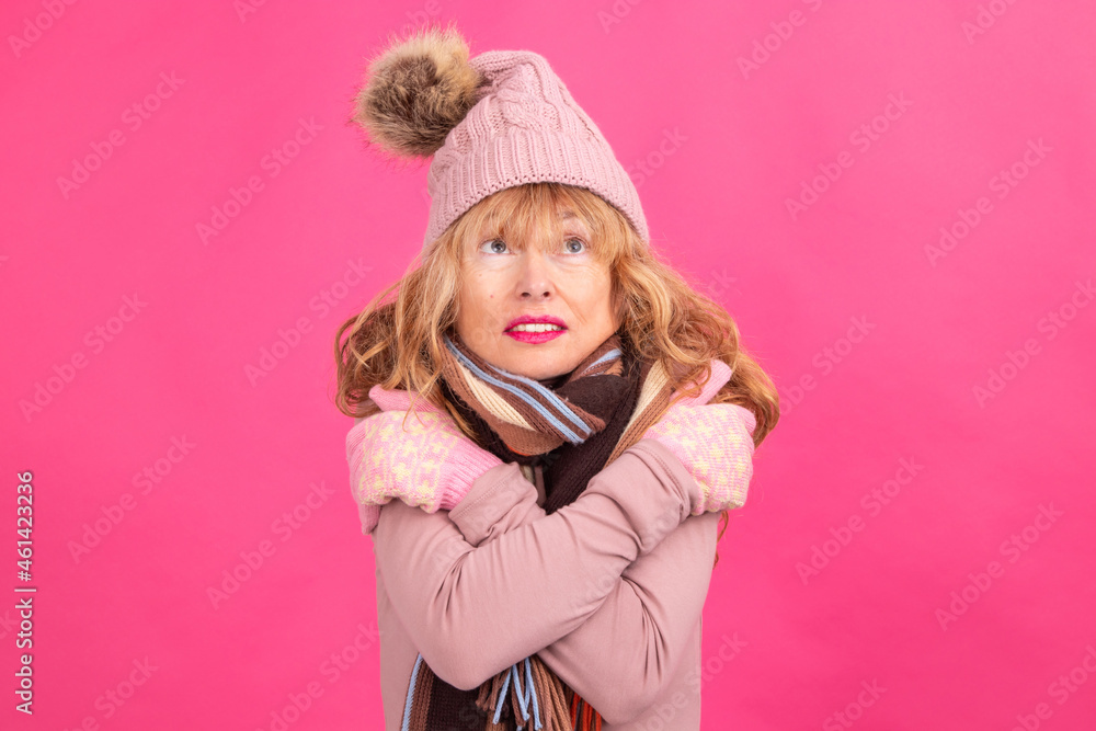 isolated warm woman with cold expression isolated warm woman with cold expression