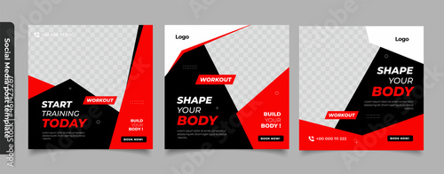 Fitness instagram gym social media post template	
