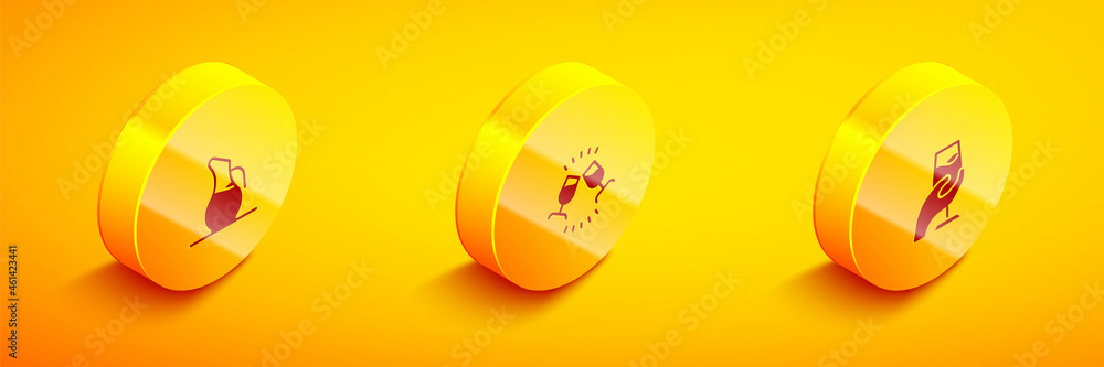 Set Isometric Decanter for wine, Wine tasting, degustation and icon. Vector Set Isometric Decanter for wine, Wine tasting, degustation and icon. Vector