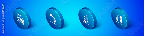 Set Isometric Tractor, Bottle of wine, Sommelier and Wine tasting, degustation icon. Vector