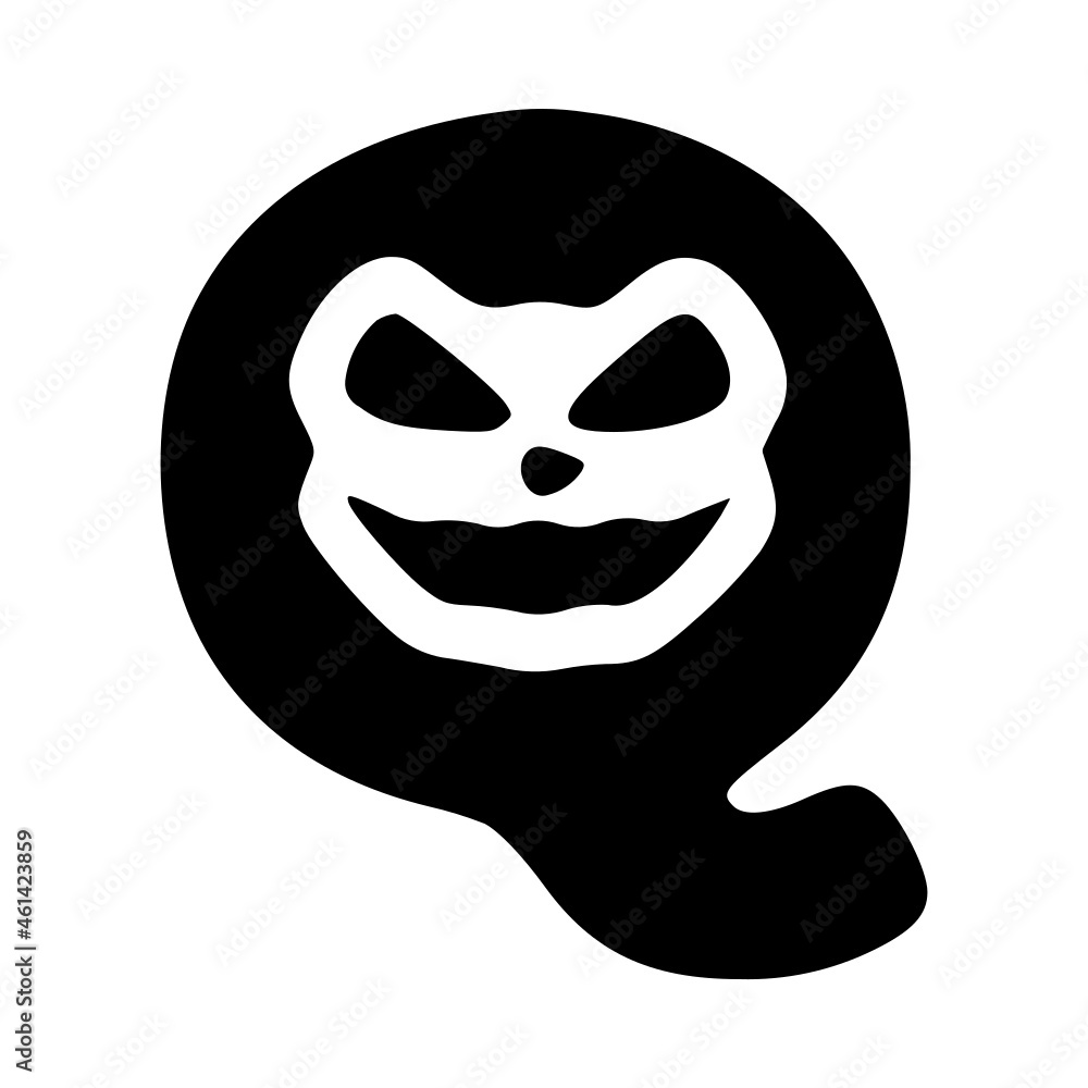 Letter q mad character, Halloween monster doodle clip art Letter q mad character, Halloween monster doodle clip art