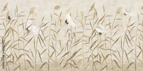 Obraz na płótnie abstrakcja słoma wzór trawa ptak