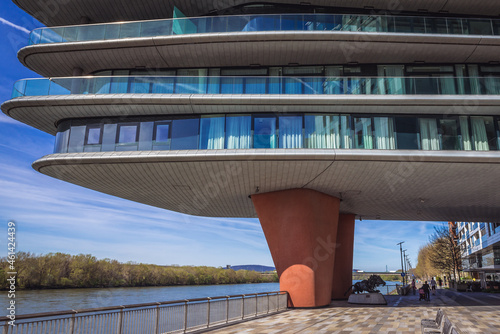 Canvas Print River Park building on the bank of Danube River in Bratislava city, Slovakia
