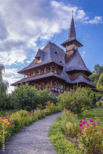 Wooden building in Barsana Monastery in Maramures region, Romania © Fotokon