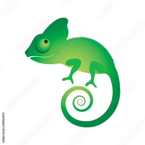 Funny cute green chameleon icon vector. Happy small chameleon lizard icon vector isolated on a white background