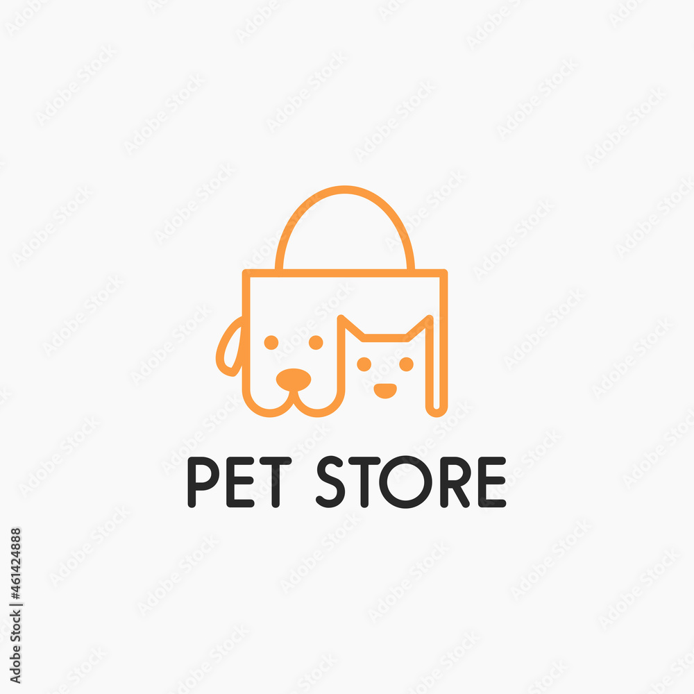 Modern and Minimalist Pet Store logo design, for the logo of a shop