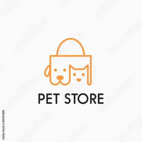 Modern and Minimalist Pet Store logo design, for the logo of a shop selling pet dog and cat