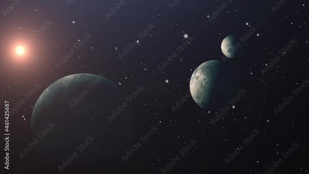 4k universe,three planets and bright stars moving in space. 4k universe,three planets and bright stars moving in space.