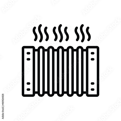 Black line icon for heating