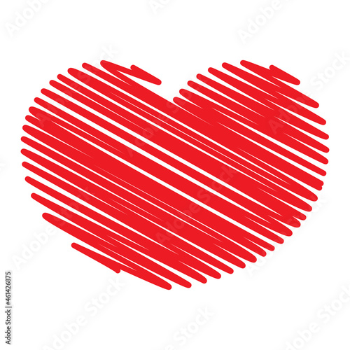 Heart symbol. Scribble  doodle red love shape. Vector illustration isolated on white.
