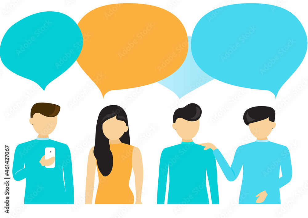 People's communication with speech bubbles isolated on white background. People talking, business concept for web site, app, wallpaper, poster, placard and ad. Vector illustration, eps 10 People's communication with speech bubbles isolated on white background. People talking, business concept for web site, app, wallpaper, poster, placard and ad. Vector illustration, eps 10