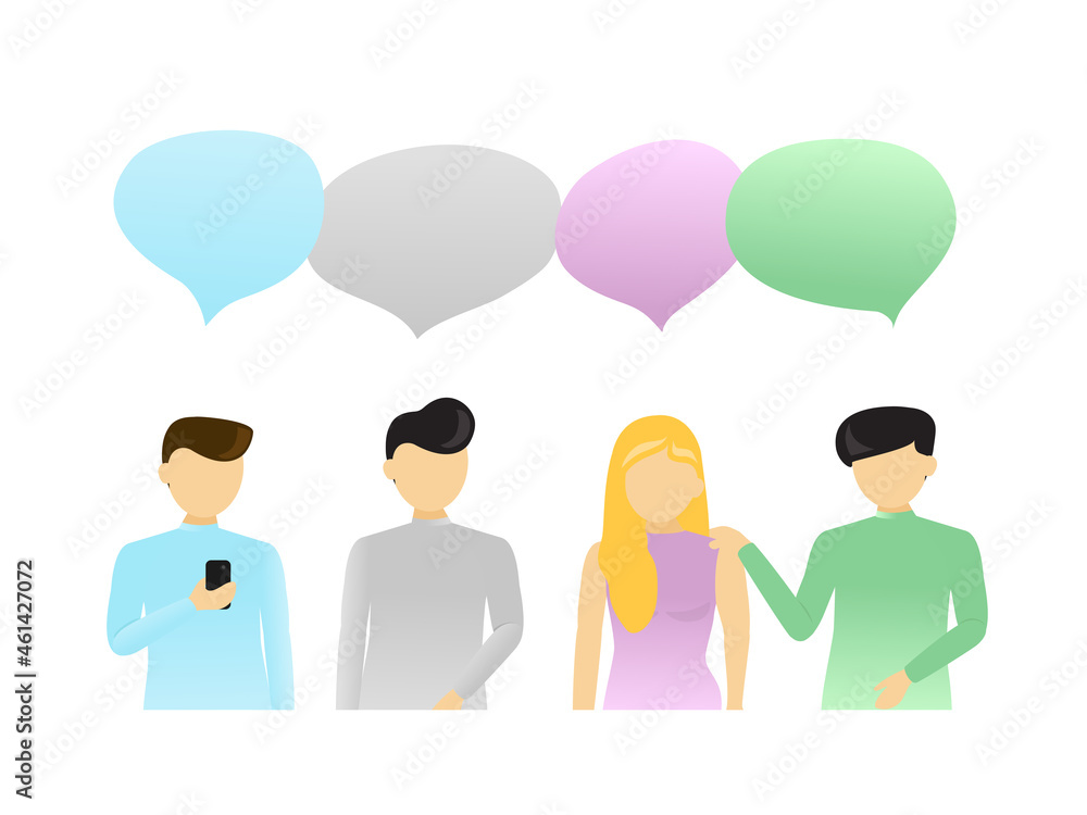 People's communication with speech bubbles isolated on white background. People talking, business concept for web site, app, wallpaper, poster, placard and ad. Vector illustration, eps 10 People's communication with speech bubbles isolated on white background. People talking, business concept for web site, app, wallpaper, poster, placard and ad. Vector illustration, eps 10