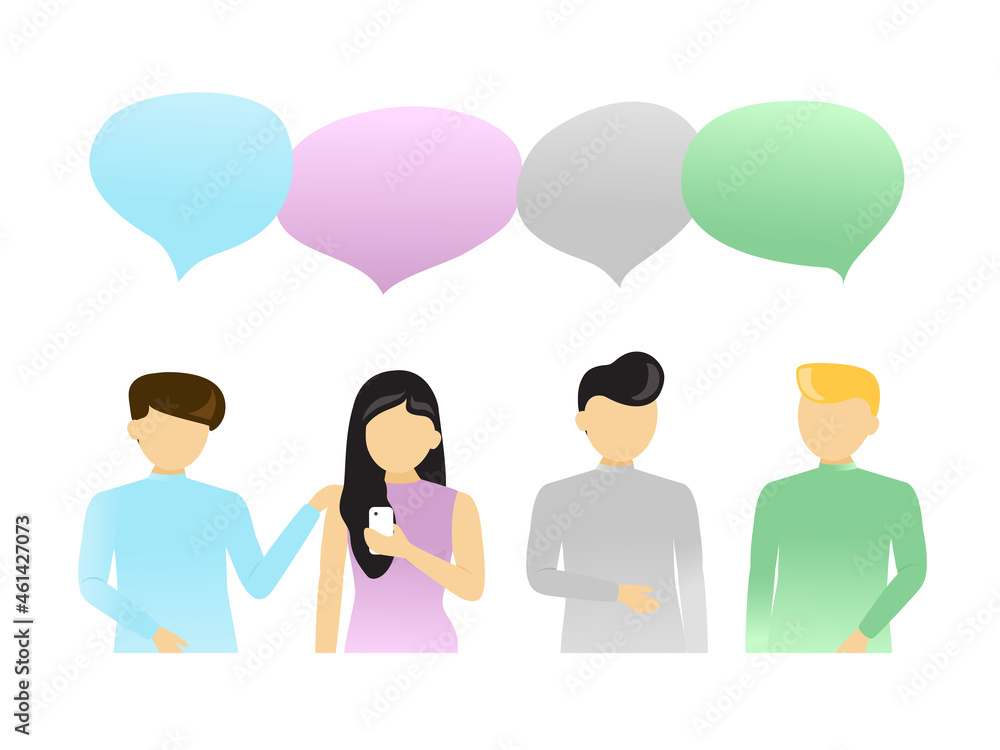 People's communication with speech bubbles isolated on white background. People talking, business concept for web site, app, wallpaper, poster, placard and ad. Vector illustration, eps 10 People's communication with speech bubbles isolated on white background. People talking, business concept for web site, app, wallpaper, poster, placard and ad. Vector illustration, eps 10