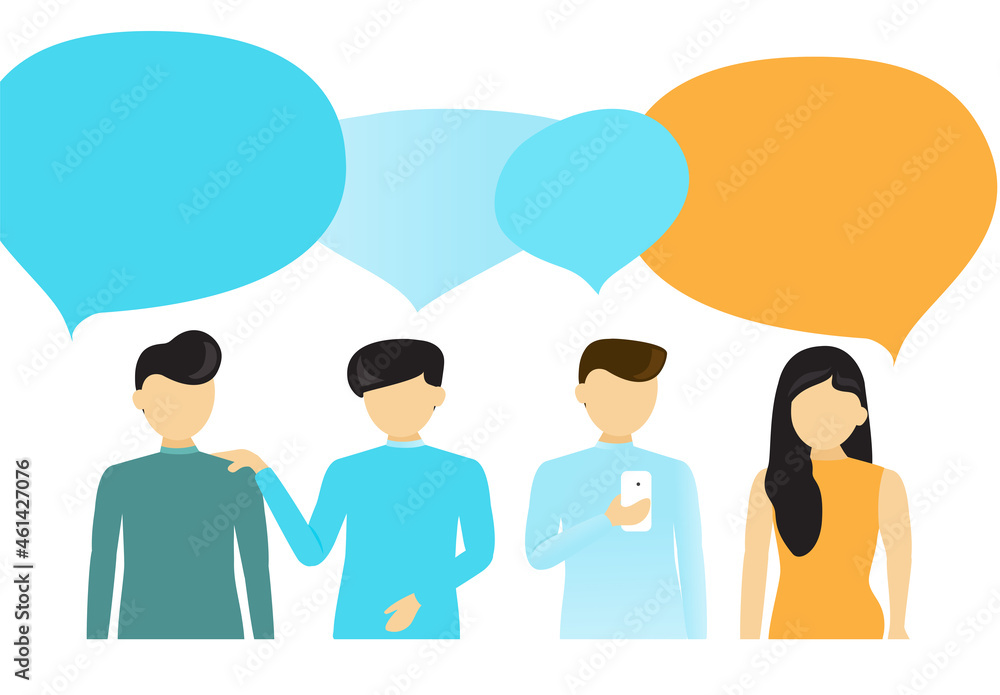 People's communication with speech bubbles isolated on white background. People talking, business concept for web site, app, wallpaper, poster, placard and ad. Vector illustration, eps 10 People's communication with speech bubbles isolated on white background. People talking, business concept for web site, app, wallpaper, poster, placard and ad. Vector illustration, eps 10