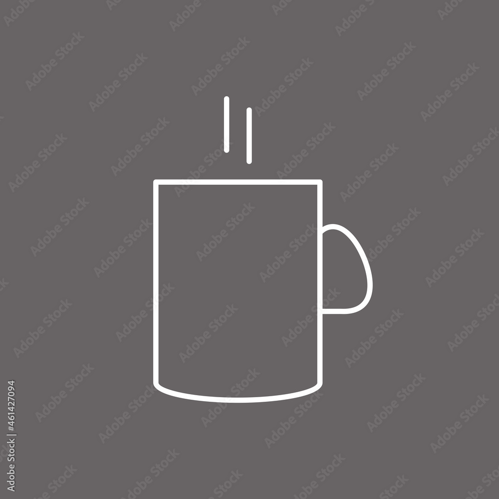 Coffee cup thin line icon isolated on gray background. Trendy coffee cup icon for web site, label, app, logo and restaurant menu. Modern icon for print materials, vector illustration