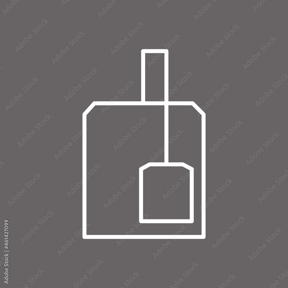 Tea bag thin line icon isolated on gray background. Trendy tea bag icon for web site, label, app, logo and restaurant menu. Modern icon for print materials, vector illustration Tea bag thin line icon isolated on gray background. Trendy tea bag icon for web site, label, app, logo and restaurant menu. Modern icon for print materials, vector illustration
