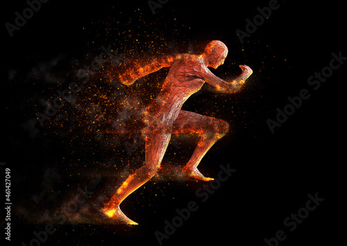 エネルギーを燃やして走る人のイラスト