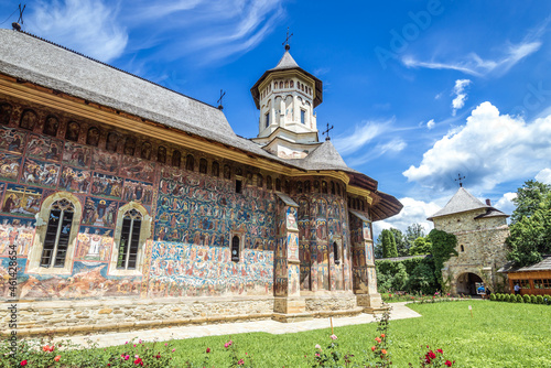 Church in Moldovita Monastery in Vatra Moldovitei, Romania photo