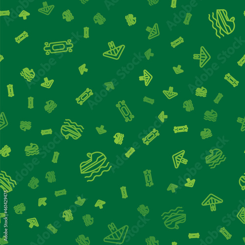 Set line Longboard or skateboard, Jet ski and Hang glider on seamless pattern. Vector