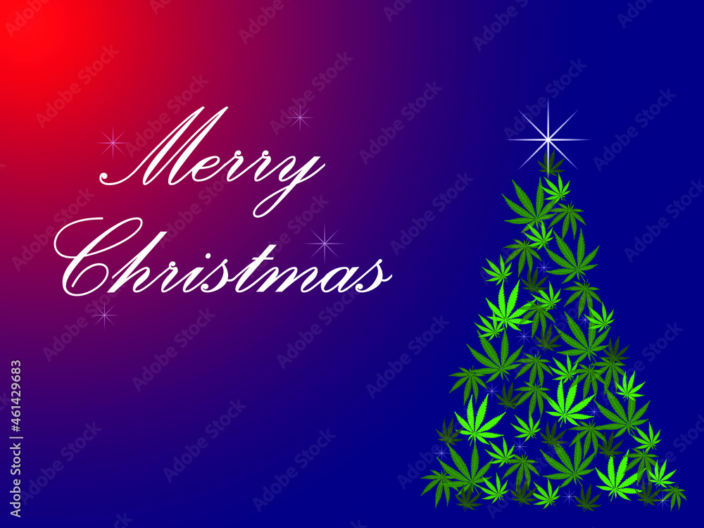 Christmas Tree and Cannabis leaves vector background Christmas Tree and Cannabis leaves vector background