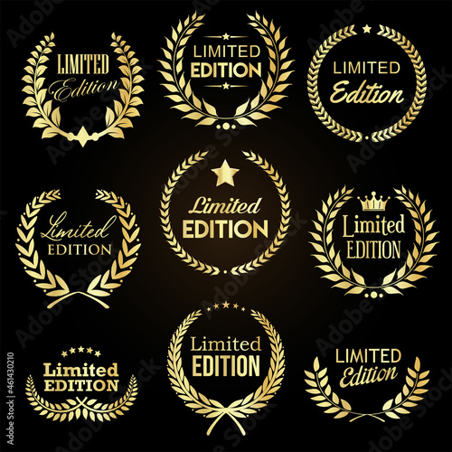 Golden Laurel wreath Limited Edition label badge collection