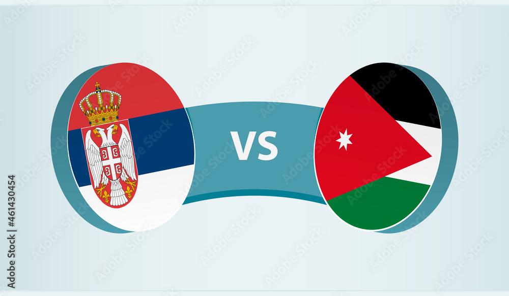 Serbia versus Jordan, team sports competition concept.