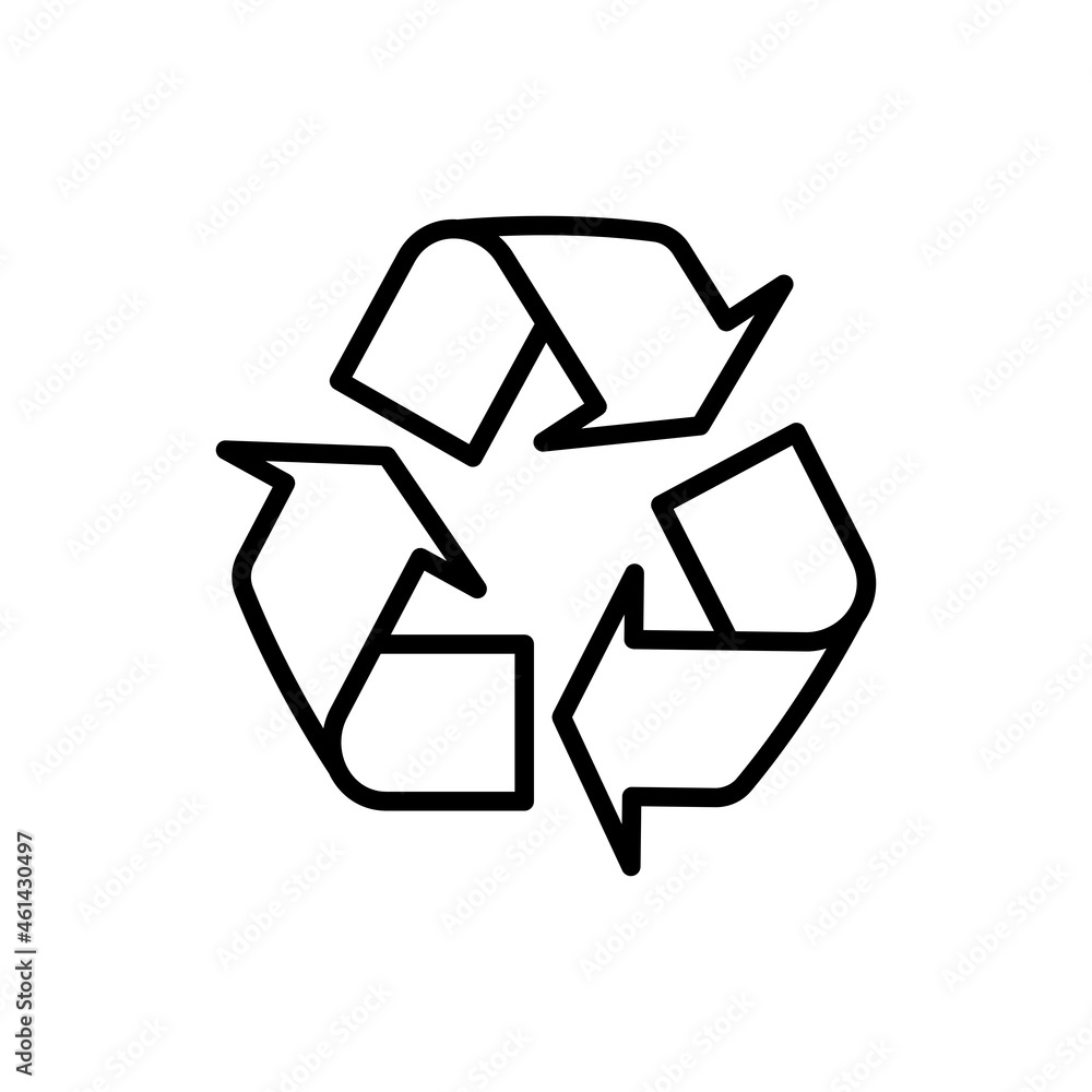 Recycle sign, three arrows in circle thin line icon. Modern vector illustration. Recycle sign, three arrows in circle thin line icon. Modern vector illustration.