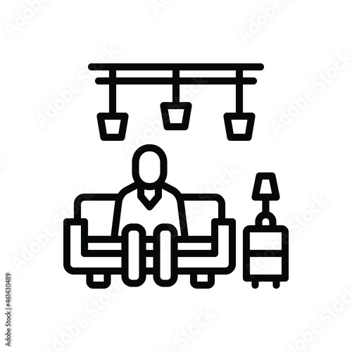 Black line icon for sitting