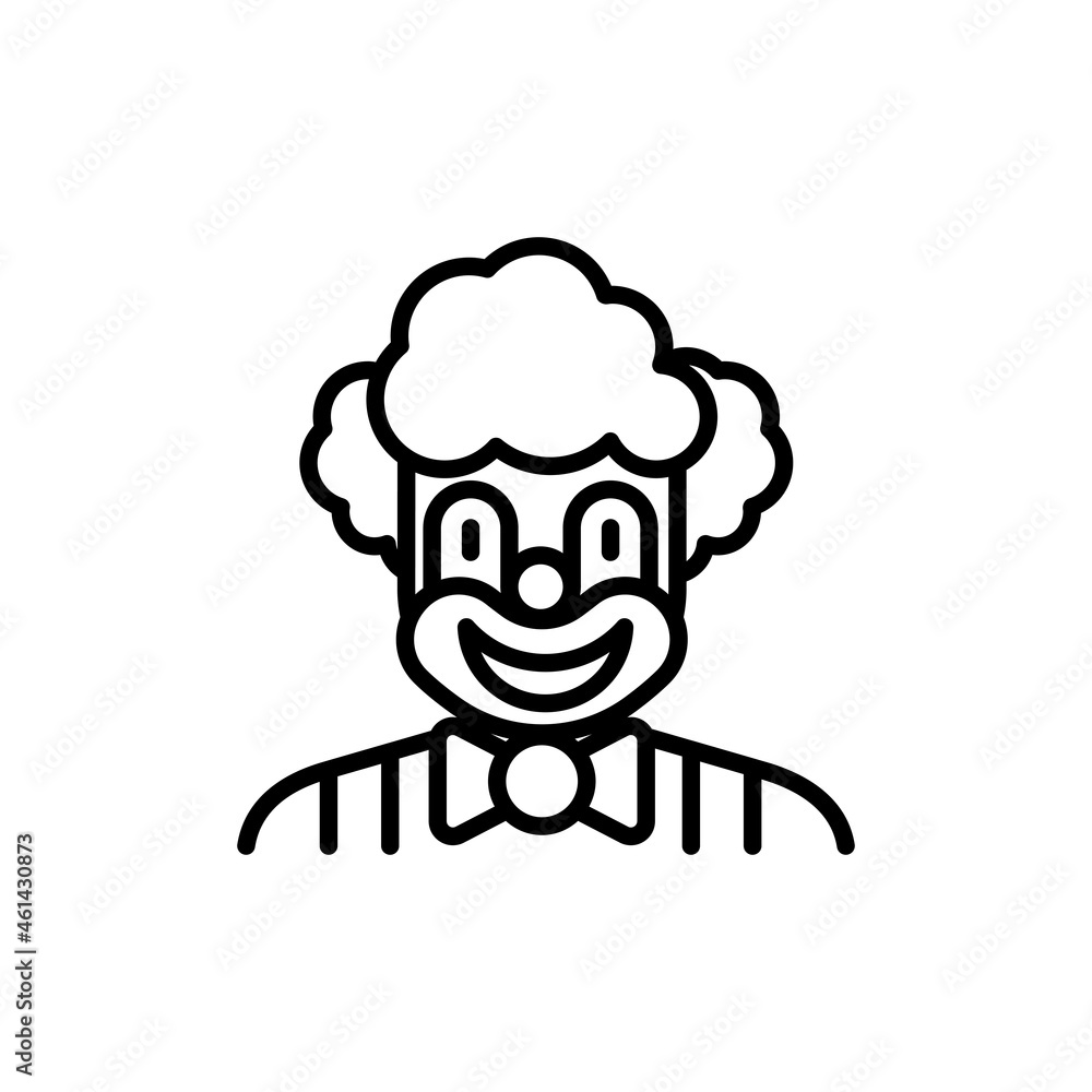 Funny clown for kids party thin line icon. Modern vector illustration, logo for entertainment show. Funny clown for kids party thin line icon. Modern vector illustration, logo for entertainment show.
