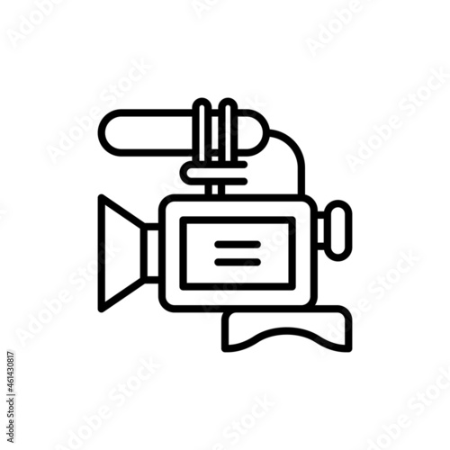 Video camera thin line icon. Modern vector illustration for videographer logo.