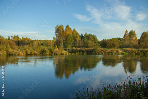 photo of the river on a sunny autumn day