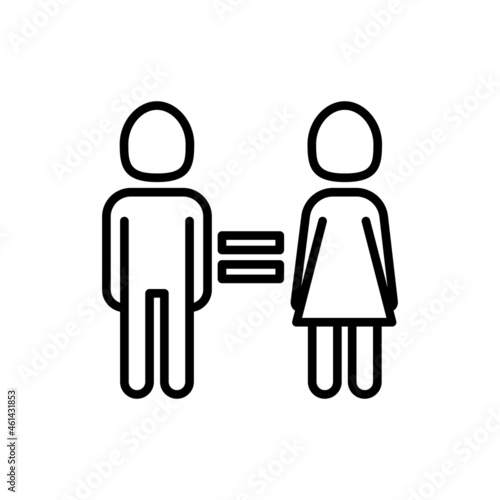 Equal gender rights thin line icon, woman and man are equal. Modern vector illustration.