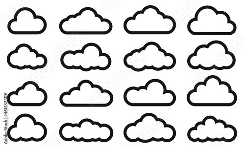 Clouds line art icon. Storage solution element, databases, networking, software image, cloud and meteorology concept. Vector line art illustration isolated on white background