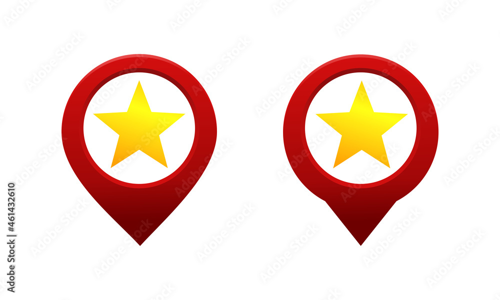 Map pointer with star icon. Star favorite location. Illustration vector Map pointer with star icon. Star favorite location. Illustration vector